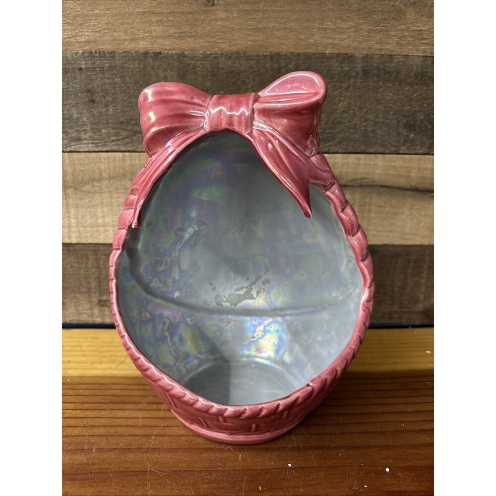 Handpainted Ceramic Basket Candy Dish 10”